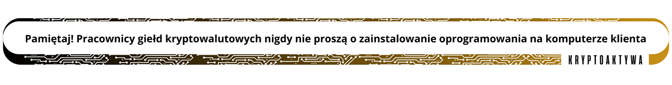 informacja o instalacji oprogramowania otoczona złotym paskiem z napisem kryptoaktywa informacja o instalacji oprogramowania otoczona złotym paskiem z napisem kryptoaktywa
