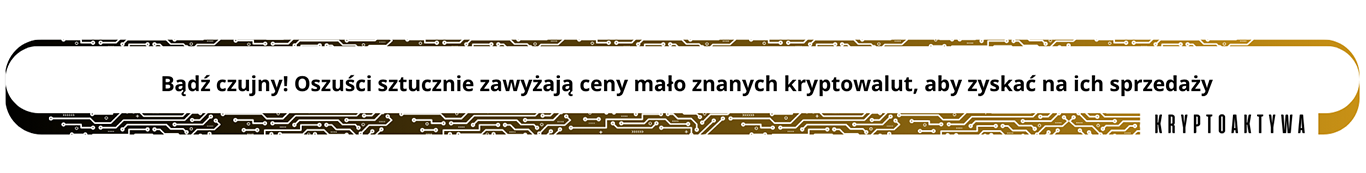 informacja o zawyżaniu cen otoczona złotym paskiem z napisem kryptoaktywa informacja o zawyżaniu cen otoczona złotym paskiem z napisem kryptoaktywa